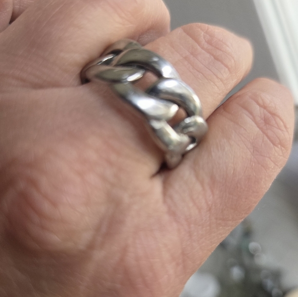 Elegatto Silver Cuban Link Chain Ring Size 10 Gift Box Included - Picture 8 of 8